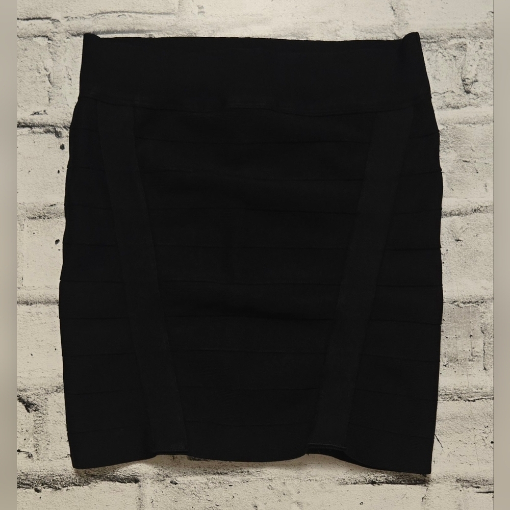 Black Bodycon Mini Skirt High Waisted Bandage Clubwear Medium